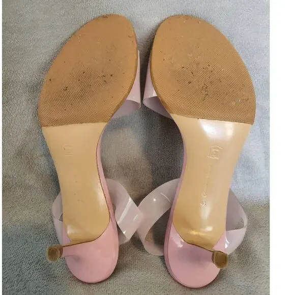 Gianvito Rossi Metropolis Pale Pink PVC Heels Open Toe Size 11 / IT 41 - Picture 5 of 9